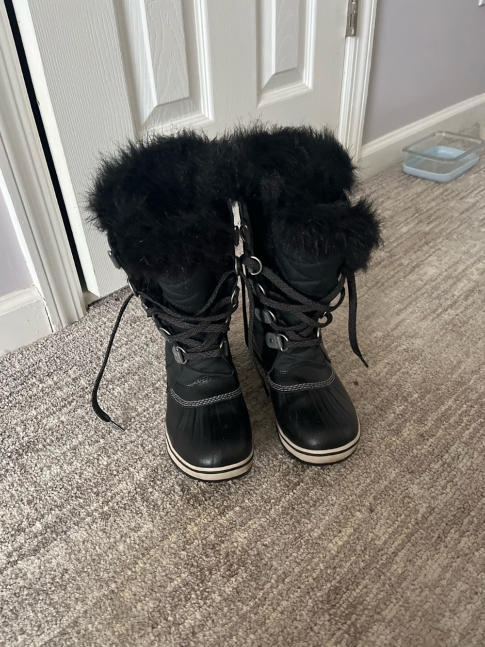 SOREL black Faux Fur Winter Snow Boots